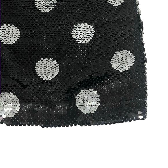 Sister Jane Olympic Long Sleeve Polka Dot Sequin Mini Dress Black Silver Medium - Picture 6 of 11